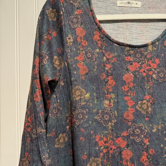 Natural Life Lottie Knit Midi Dress Watercolor Floral Size Medium - Picture 3 of 6